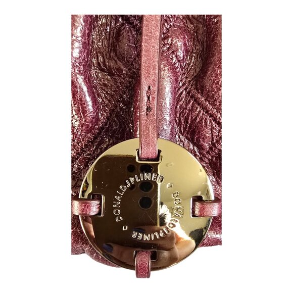 Donald J Pliner Plum/Wine/Burgundy Large Leather Handbag Purse Geometric Pattern - Picture 6 of 15